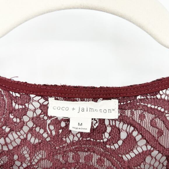 Coco + Jaimeson Womens Boho Fairycore Balletcore Tulle‎ Lace Peplum Top Size M - Picture 5 of 6